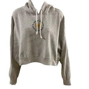 Hollister ~ Grey Cropped Hoodie ~ “Be Kind & Appreciate the World ~ size M